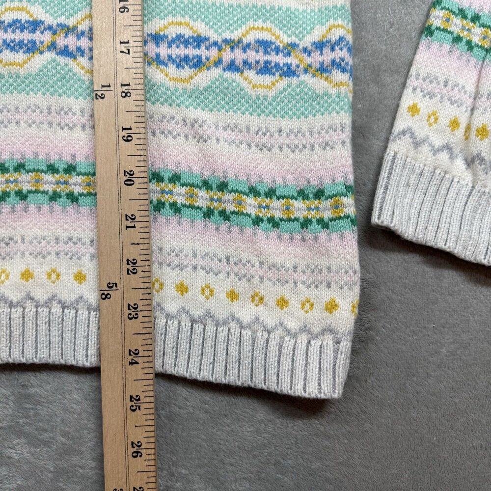 Talbots Winter Fair Isle Crewneck Sweater Women’s PL White Long Sleeve Pullover - Picture 6 of 7